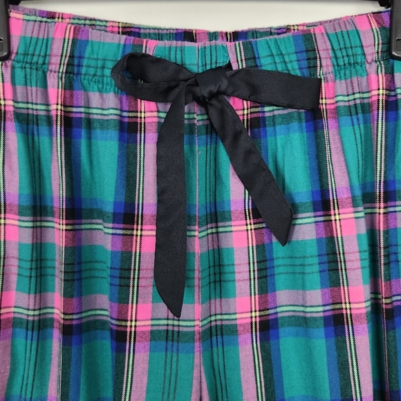 Victoria's Secret Teal Blue and Pink Plaid Flannel 2pc Pockets PJ's Size M - Picture 13 of 16